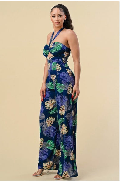Blue Tropical Jumpsuit