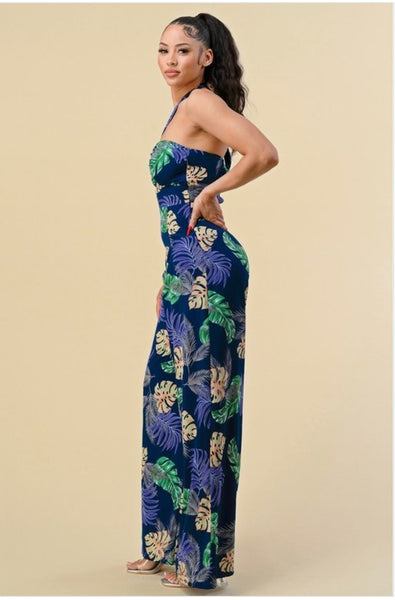 Blue Tropical Jumpsuit
