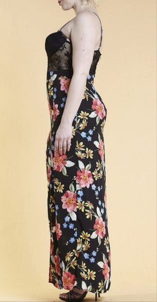 Lace Bustier Floral Maxi