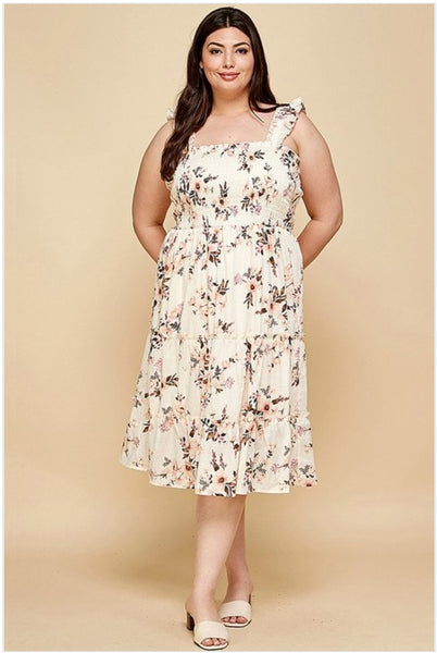 Smocked Floral Midi