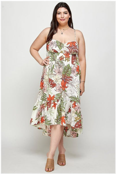 Curvy Hi Lo Tropical Midi