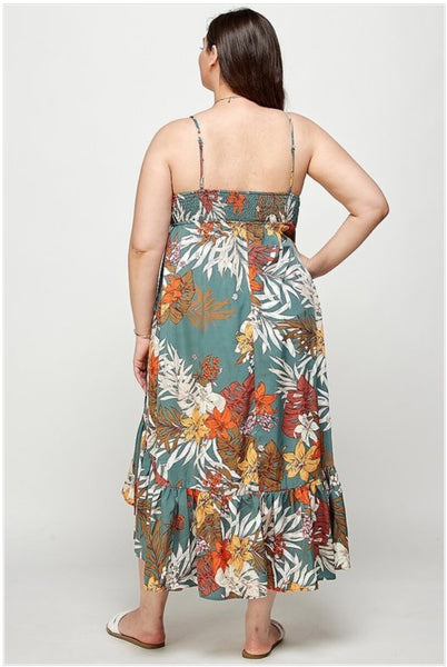 Curvy Hi Lo Tropical Midi