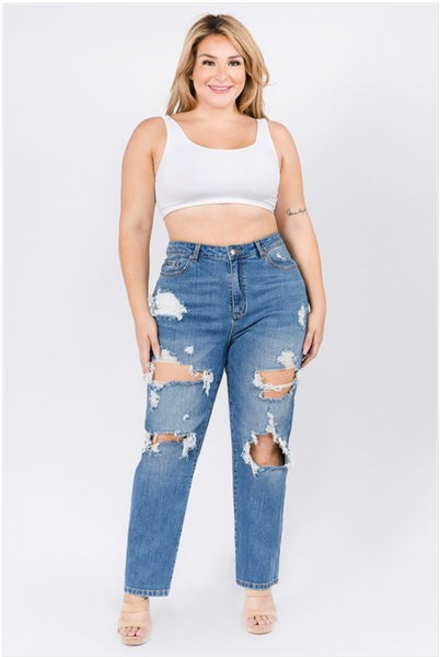 Ripped Straight Jeans