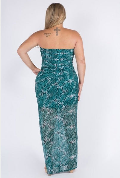 Teal Tube Ruched Maxi