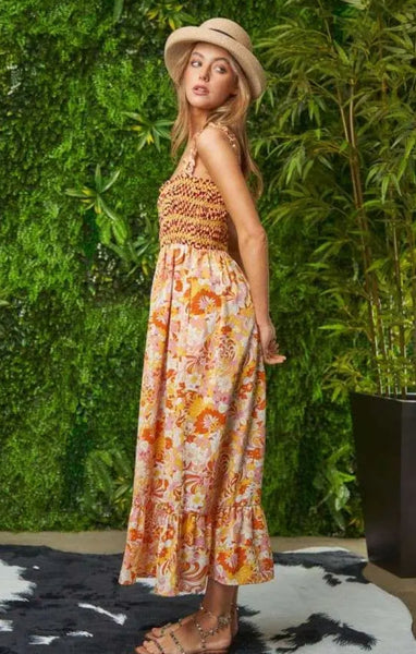 Curvy Orange Floral Maxi