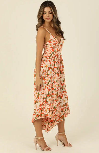 Orange Floral Jumpsuit